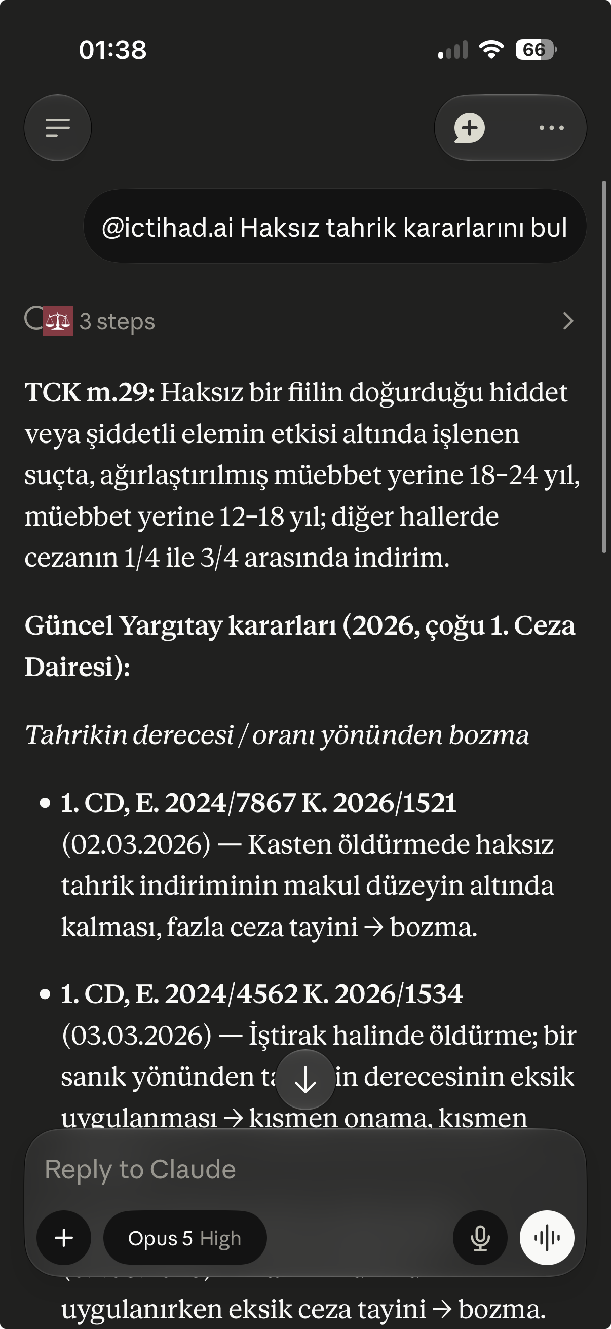 Claude içinde İçtihad AI bağlayıcısıyla haksız tahrik kararlarının bulunması